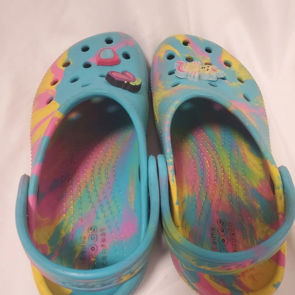 Crocs Classic Marbled Clog Kids Tie-Dye Multi Slip-On‎ Shoes Size C 12